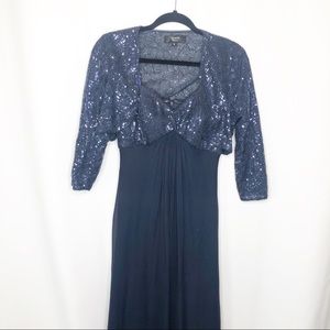 Tadash navy gown 2 piece size 6 full length